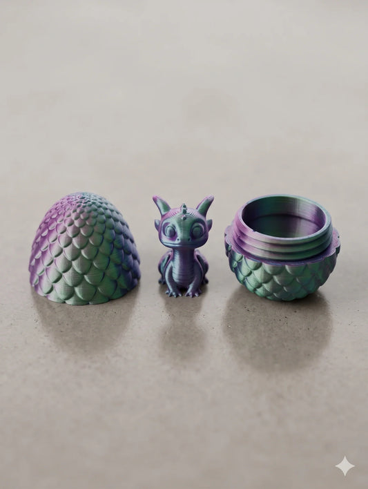 Drache im Ei 3D gedruckt – Fantasy Figur