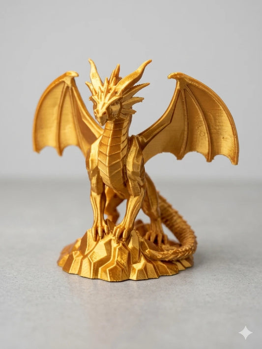 3D gedruckter Drache auf Stein